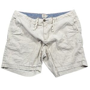 Faherty Men's Shorts Size 38 Drawstring Tan Khaki Beige Linen-Blend  6.5 inseam